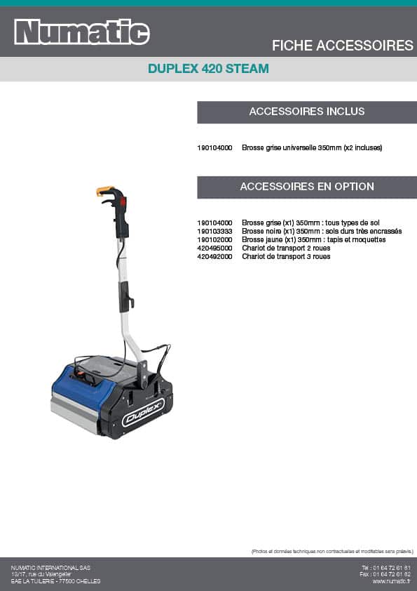 Fiche Accessoires - DUPLEX 420 STEAM