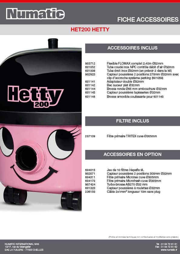 Fiche Accessoires - HET200 HETTY