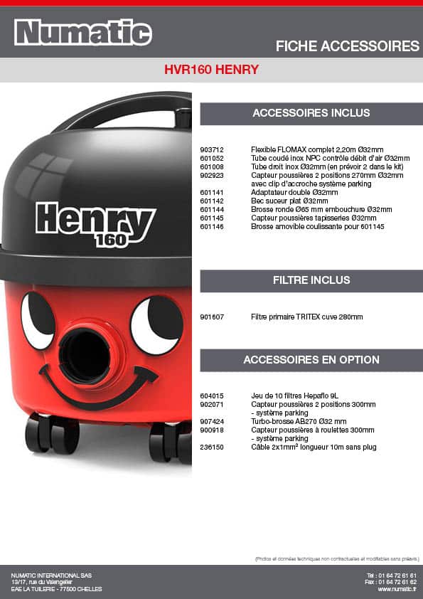 Fiche Accessoires - HVR160 HENRY