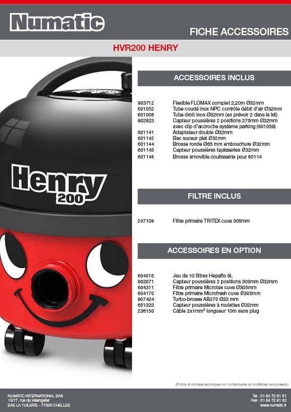 Fiche Accessoires - HVR200 HENRY