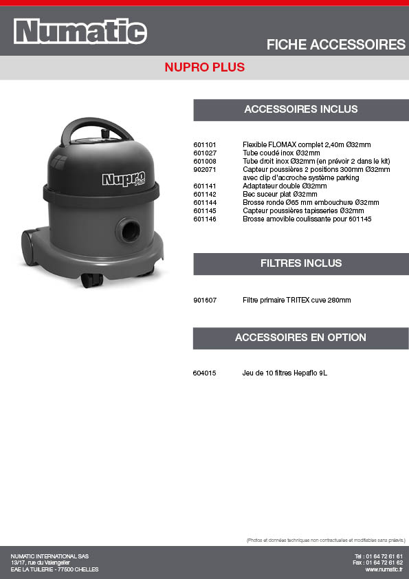 Fiche Accessoires - NUPRO PLUS