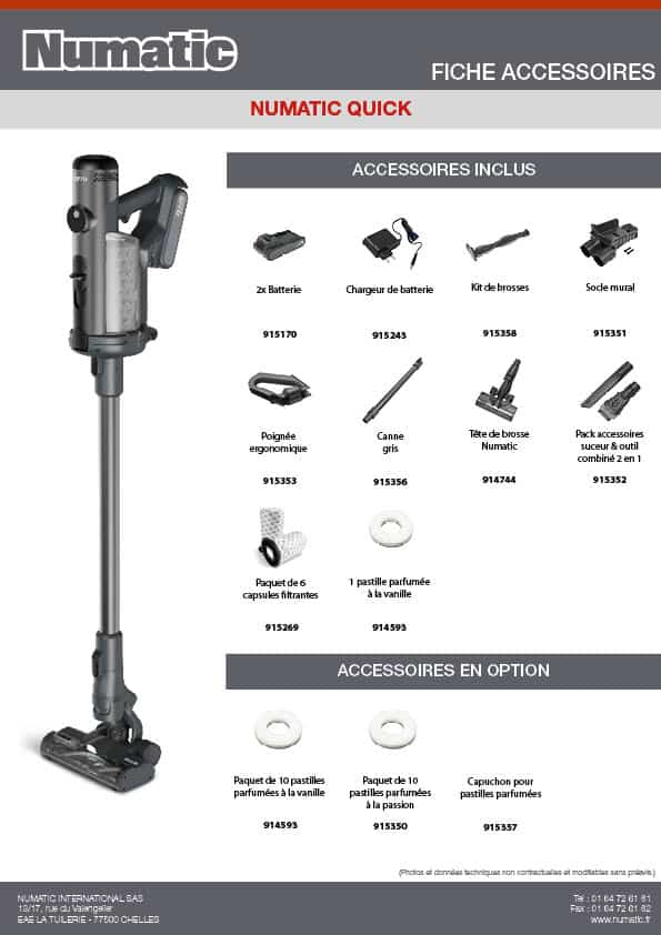 Fiche Accessoires - Numatic Quick