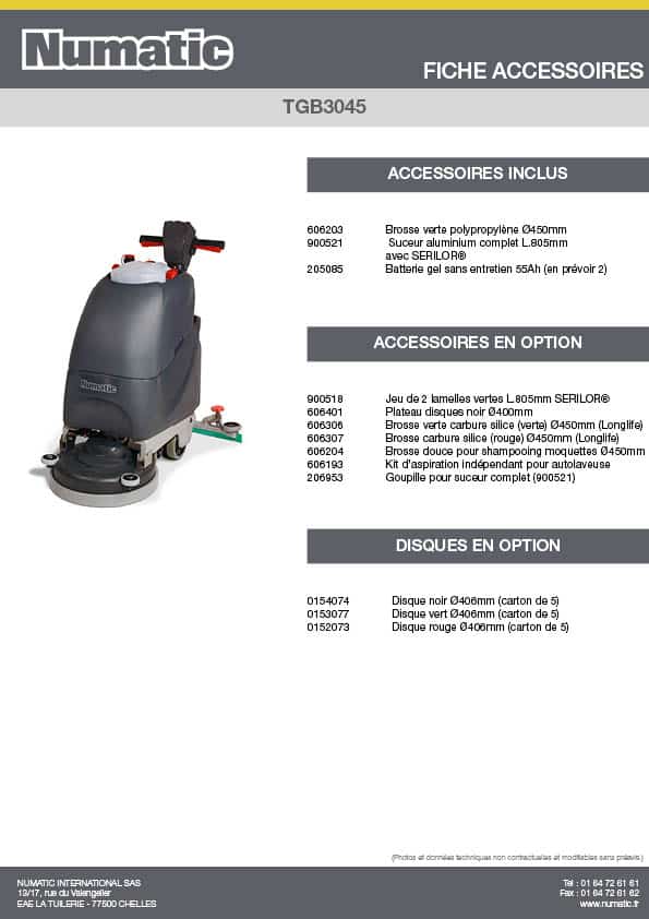 Fiche Accessoires - TGB3045
