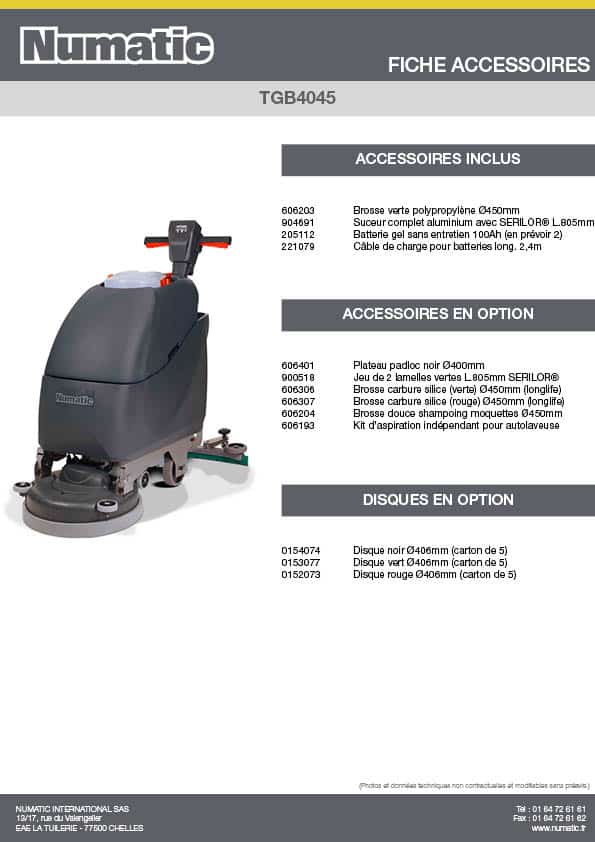 Fiche Accessoires - TGB4045