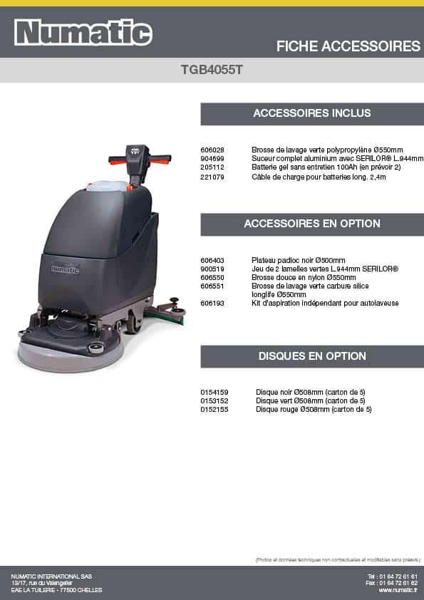 Fiche Accessoires - TGB4055T
