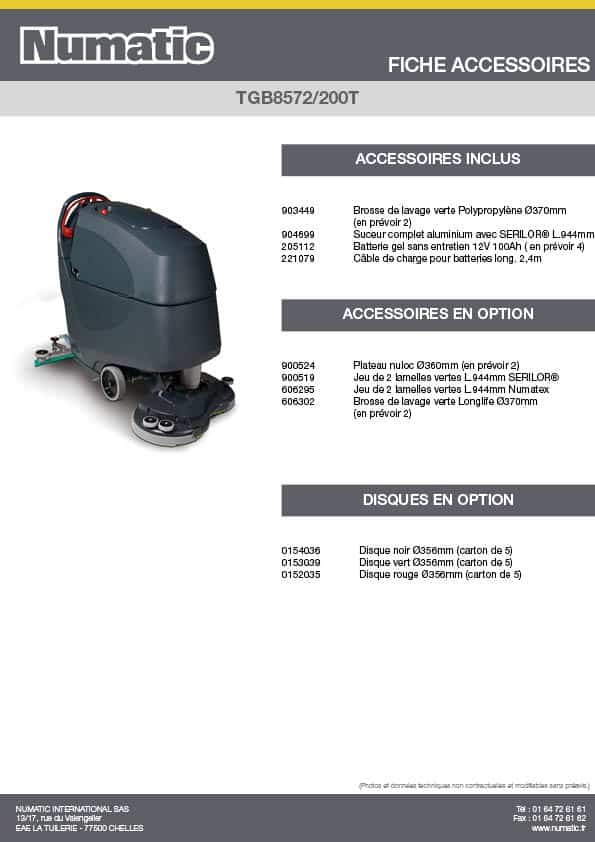 Fiche Accessoires - TGB8572 - 200T