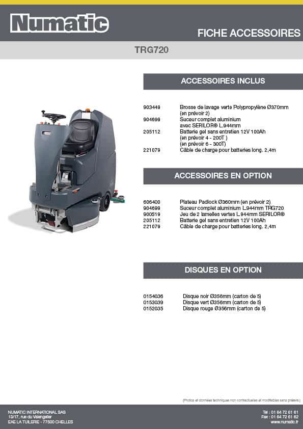 Fiche Accessoires - TRG720