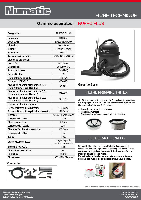 Fiche technique - NUPRO PLUS - 910807