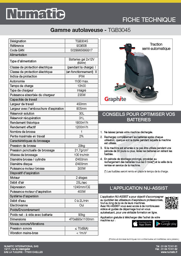 Fiche technique - TGB3045 - 903608