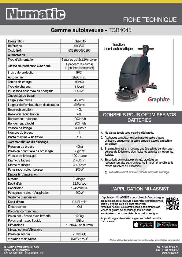 Fiche technique - TGB4045 - 903607