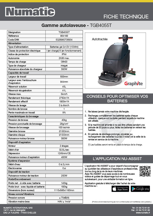 Fiche technique - TGB4055T - 904160