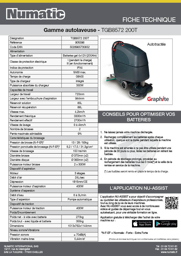 Fiche technique - TGB8572 200T - 905396