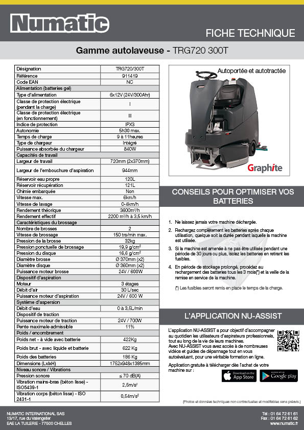 Fiche technique - TRG720 300T - 911419