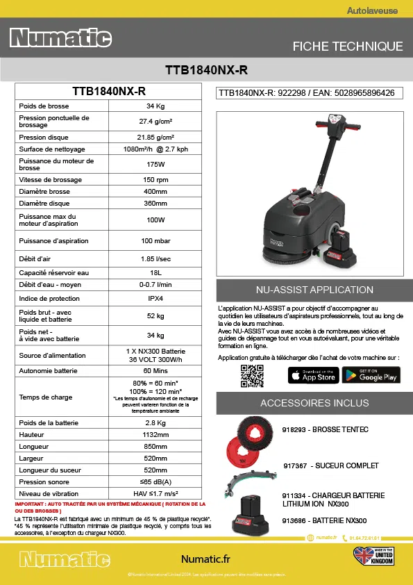 Fiche technique TTB1840NX R 922298