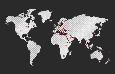 Histoire entreprise carte du monde où les numatic sont localisé