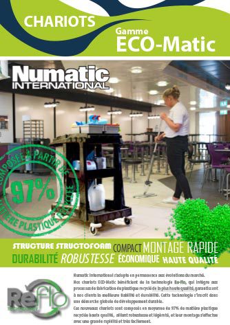 Brochure chariots de ménage ECO-Matic en plastique recyclé Numatic