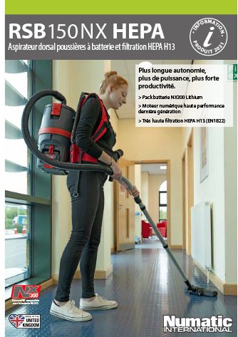 Brochure aspirateur dorsal à batterie Lithium RSB150NX HEPA Numatic