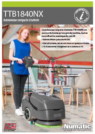 Brochure de présentation autolaveuse à batterie Lithium TTB1840NX