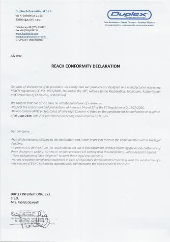 Déclaration de conformité REACH DUPLEX 2020