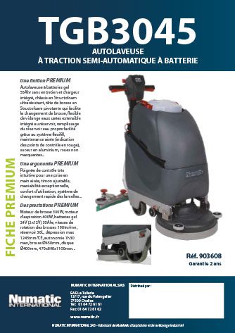 Fiche premium TGB3045 Numatic