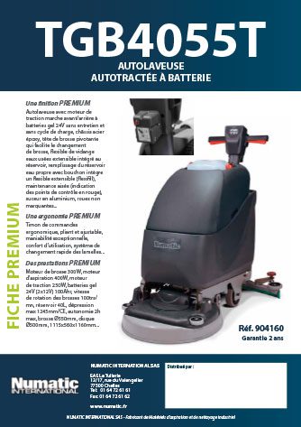 Fiche premium TGB4055T Numatic