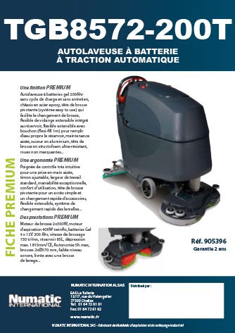 Fiche premium TGB8572/200T Numatic