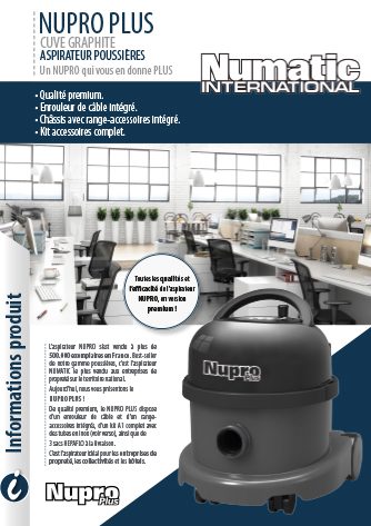 Flyer informations aspirateur poussières NUPRO PLUS Numatic